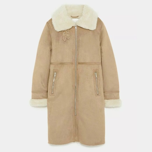 ❤️ ♥️ LAST size M ♥️ ❤️ NWT ZARA FAUX SUEDE LONG BIKER JACKET - Picture 12 of 14